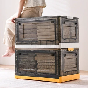 Large Capacity Foldable Clothing Storage Boxes And Stackable Transparent Plastic Furniture Closet Organizers
