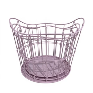 Pink Wire Storage Basket - Decorative Organizer for Home, Desk & Bathroom Set of 3