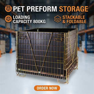 Logistics Storage Metal Durable Foldable Wire Mesh Metal Stacking Baskets With Wheels