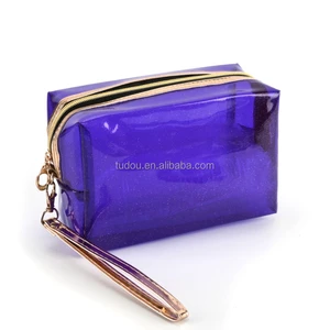 Multi-Function Pencil Bag Transparent Pvc Women Travel Cosmetic Storage Purple Pouch Clear Toiletry Gift Purse Zipper Pouch Bag
