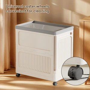 Collapsible Oversized Clothing Storage Bin With Locking Flip Lid And Rolling Wheels Space Saving Organizer