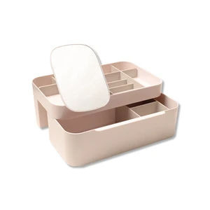 Home Desktop Storage Cosmetics Storage Box with Mirror