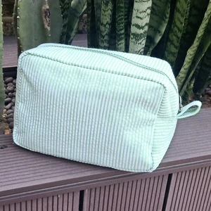 New Makeup Bag with Vertical Striped Foam Fabric Portable Toilet Bag Large Capacity Travel Storage Bag