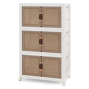 Stackable Storage Bins with Lockable Wheels for Cabinet Organizers