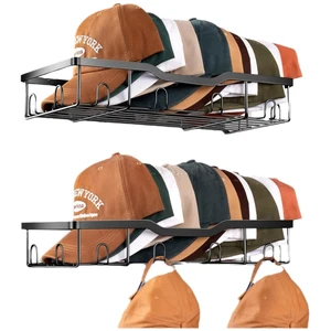 JANKO Double Tiers a Set Wall Mounted Metal Storage Rack for Baseball Caps and Hats