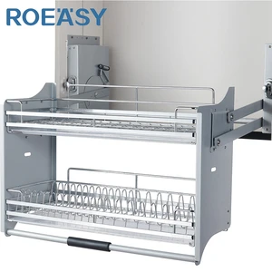 ROEASY Kitchen Storage Cabinet Organizer and Storage Home Pull Down Kitchen Cabinet Basket Kitchen Storage