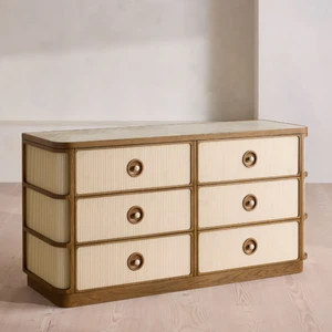 Modern Solid Wood 6 Drawer Chest Custom TV Dresser Cabinet for Living Room Bedroom Villa Decor