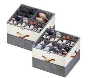 Space Saving Adjustable Shoe Storage Box Shoe Organizer Closet Storage Solution With Clear Cover