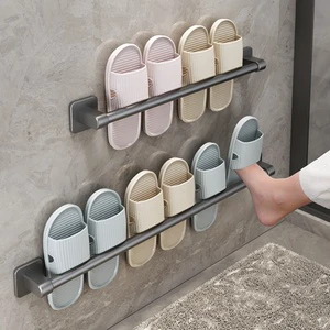 Plastic No Drill Bathroom Slippers Rack Punch-free Storage Shoes Organizer Toilet Wall Hanging Drainage Shoe Hook