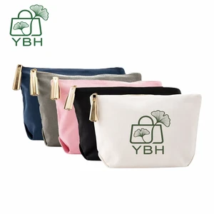 Custom Logo Cotton Canvas Makeup Bag Wholesale Eco-Friendly Cosmetic Pouch Portable Travel Toiletry Organizer Case for Women