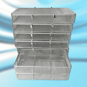 OEM 304 316 Stainless Steel Metal Braided square Food Drying Rack Wire Mesh Tray Mesh Basket