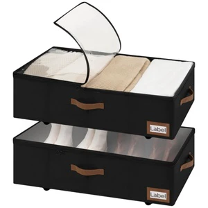 Under Bed Storage with Wheels, Underbed Storage Containers with Lid, 90L Clothes Organizer for Blankets