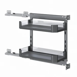 HNOSS Kitchen Cabinets Accessories Modern Drawer Basket Organizer 2 Tier Side Mount Pull Out Spice Rack Basket