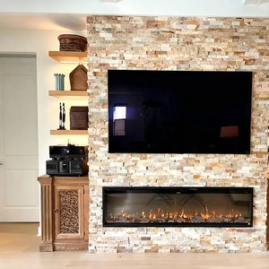 Modern Natural Wood Wall Mounted Storage Organizer TV Shelves for Living Room 80cm Display Shelves with LED Light for Entryway