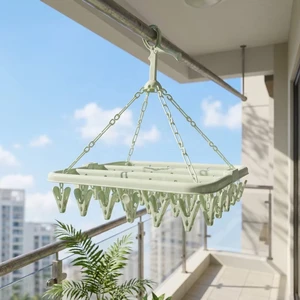 Clip Drip Plastic 32-Piece Foldable 360 Swivel Windproof Eco Friendly Strong Tension Clips Socks Underwear Dormitory Household