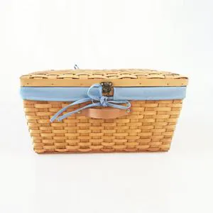 Wicker Braid Storage Basket with PE & Polyester Fabric Multifunction Design for Clothing Bathroom Picnic Use (Customized Color)