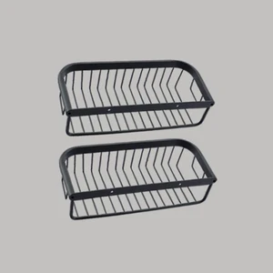High Quality Matte Black Stainless Steel Glass Surface Wall Mounted Corner Storage Rack for Modern Hotel Use Bathroom Kitchen