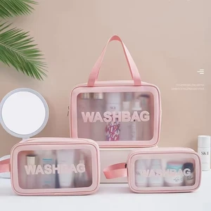 Storage Toiletry Organize PU Zipper Portable Storage Bag PVC Wash Bag Large Capacity Waterproof Transparent Travel Cosmetic Bag