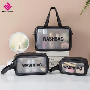 Custom Logo PU PVC Waterproof Trip Toiletry Pouch Kits Women Portable Beauty Makeup Bag Travel Clear Cosmetic Bags