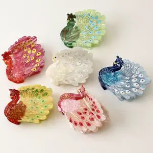 Fashion Hair Accessories Hair Claw Clips For Women Creative Design Peacock Shark Hair Clip Custom Acetate Hair Claw Clip