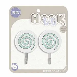 COLOR 2 Pcs Creative Round Sticky Hook Hangers Hooks Wall Hanging Purse