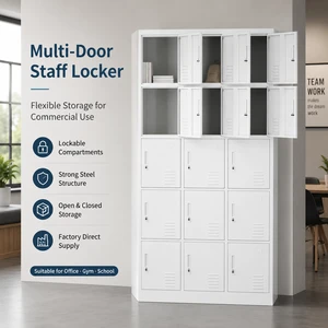 15 Doors Steel Locker with Key Locks Gym Metal Locker Cabinet Gym Employee Changing Room Cabinet Steel Staff Locker for Office