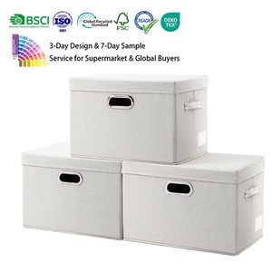 Large Collapsible Storage Container With Lid Fabric Foldable Storage Box Organiser Container Basket Cube With Lid For Home