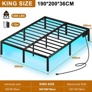 Wholesale Portable Foldable Storage Bed Frame LED Lights-Adjustable Luxury Sturdy Design For Apartment Hotel School Use (Steel)