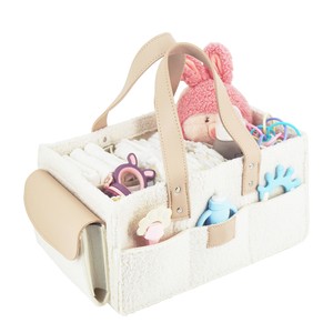 Teddy Velvet Diaper Bag Set Diaper Caddy For Newborn Baby Changing Pad Cosmetic Bag