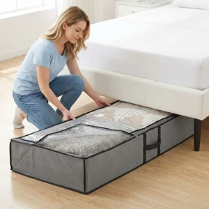 Popular Design Heavy Duty Underbed Clothes Bag Organizer With Lids Foldable Large Storage Bags