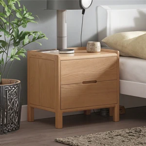 Low Price Solid Oak Wood Bedside Cabinet Modern Luxury Design With 2 Drawers For Apartment Bedroom And Living Room