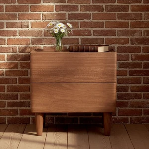 Modern Black Walnut Bedside Table Solid Wood Nightstand Bedroom Storage Cabinet With Drawers