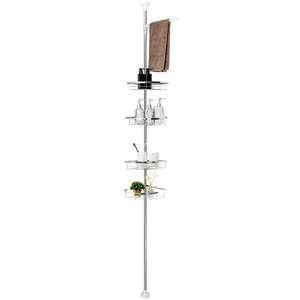 Wall Mounted Shelf Rack No Drill Stainless Steel Metal Telescopic Bathroom Storage Organizer