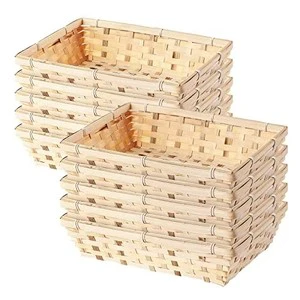 10 Pcs Natural Bamboo Round Baskets Gift Hampers Kitchen Retail Display Home Organizer (Medium) 20x30x9cm 1-3L Capacity