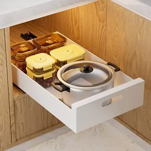 Pull Out Cabinet Organizer with Adhesive Tapes Sturdy Carbon Steel Pull Out Drawer Kitchen Slide Out Shelf