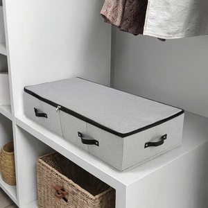 Hot Selling Fabric Zippered Underbed Storage Organizer with Handles Bed Storage Container for Clothing Tools in Garage Storage
