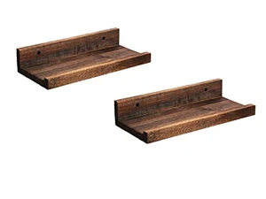 Set of 2 Single-layer Wall-mounted Living Room Storage Rack Floating Wall Shelf Wooden Wall-mounted Picture Shelves Wood Display
