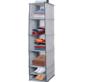 Fabric Foldable Hanging and Portable Storage Bag With 6 Layers of Non-woven Fabric for Wardrobe Organization Clothes Storage