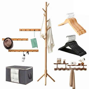High Quality Natural Wood Wall Mounted Coat Rack-Multifunctional European Style Living Room Storage Solution