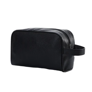Ready to Ship PU Leather Toiletry Bag Travel Classic Soft Leather Organizer Bathroom Bag Large Capacity Wash Bag with Handle