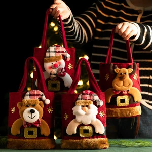 Portable Christmas Gift Bag Candy Storage Bag for Christmas Decorations Cute Apple Candy Gift Bag