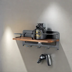 Light Luxury Punch-Free Beech One-Word Partition Wall-Mounted Storage Rack Solid Wood Frame Makeup Table for Kitchen Bathroom
