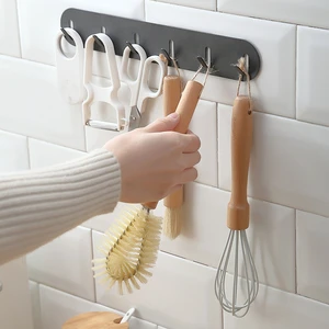 DYS43 Kitchen Creative Hook Bathroom Kitchen Sticky Hooks Metal Sticky Hook Behind Wall Hanging Door Rack