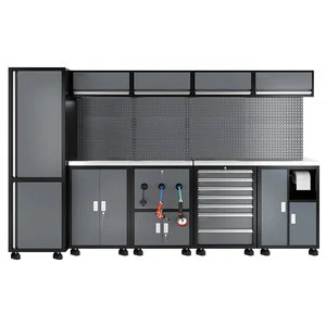 Rockshell Cold Rolled Steel Modular Lockable Industrial Garage Cabinet with Key Lock Tool Drawers for Workshop Storage (OEM/ODM)