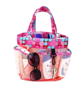Large Capacity Portable Fashion Foldable Mesh Toiletry Storage Bag Stylish Bathroom Storage Travel Handbag