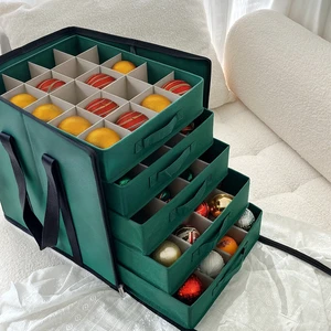 Wholesale Durable Christmas Ornament Storage Boxes with Dividers and Bag Handles for Holiday Ornament Holder