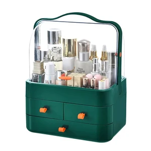 Large Capacity Makeup Organizer for Vanity Dresser Skincare Beauty Display Case Clear Lid Cosmetic Storage Box with Drawers