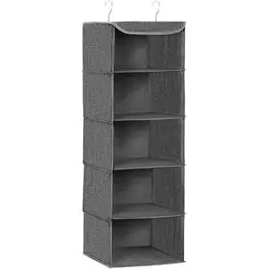 5 Compartments Non-woven Fabric Hanging Sweater Organizer Foldable Wardrobe Storage Bag for Clothes Home Closet Use