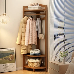 Multifunctional Simple Clothes Storage Rack Bamboo Indoor Corner Coat Stand for Home or Bedroom Floor-standing Coat Rack