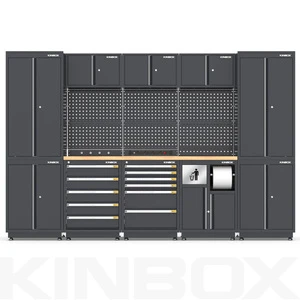 Kinbox 23 Pcs Heavy Duty Tool Box Garage Storage Cabinet,Metal Work Benches for Industrial Workspace